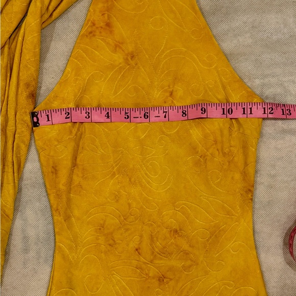 Fashion Nova Mustard Halter Maxi Dress Mermaid Bodycon Yellow Size M - Picture 7 of 11